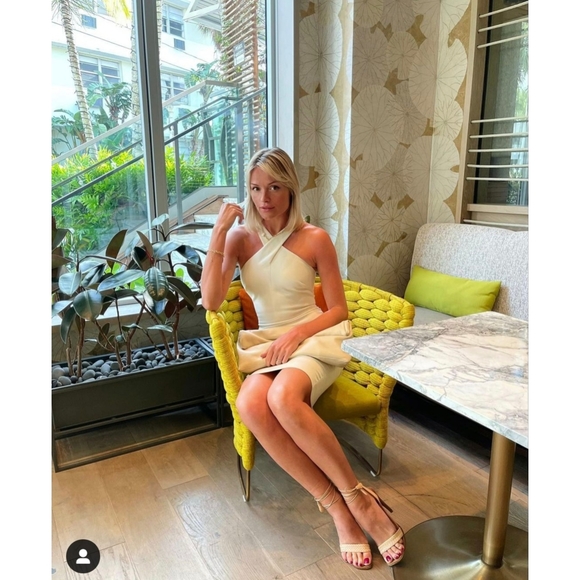 NEW LIKELY Carolyn White Criss Cross Halter Midi Cocktail Dress Size 0 - Picture 2 of 11